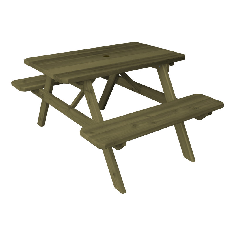 Table de pique-nique rectangulaire, Teinte tilleul, 44 po x 60 po x 30 po