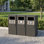 Poubelle d'extérieur 63 gallons triple style grain de bois avec triple couvercle et plateaux à fluide
