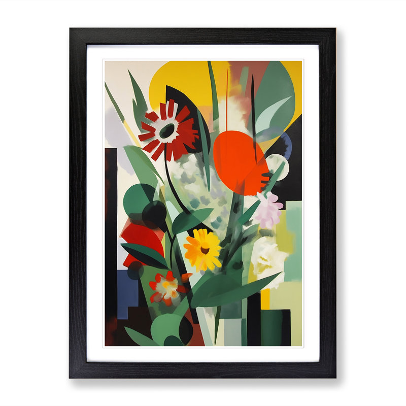 Bauhaus Flowers Vol.4 - Single Picture Frame Print, 46cm H x 34cm W, Black Framed