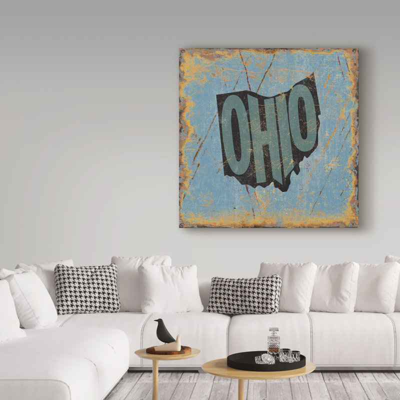 « ohio », art textuel sur toile tendue, H 14 po x l 14 po x P 2 po