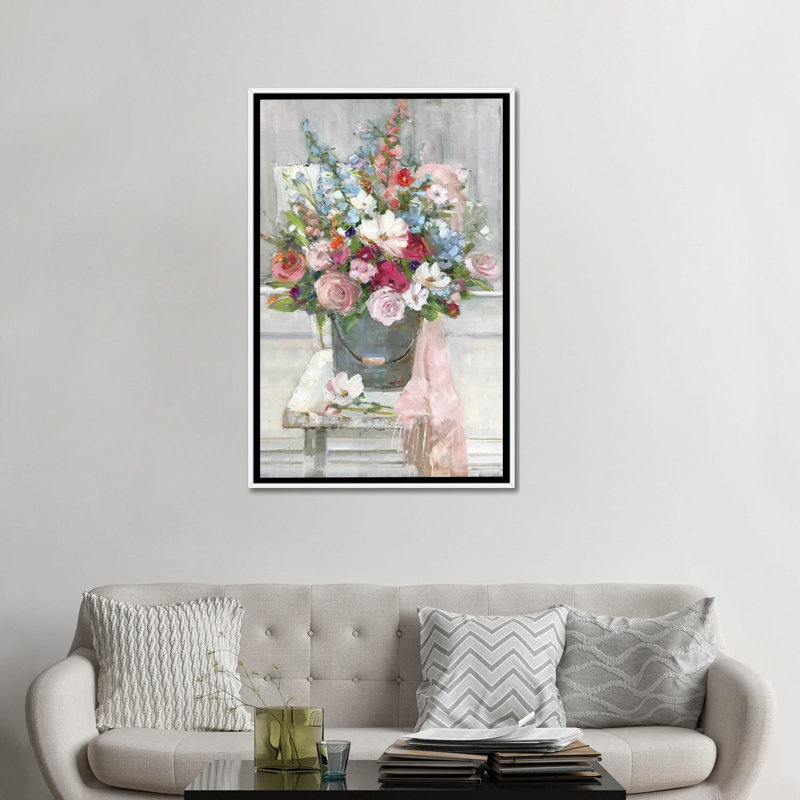 «Sit Down for a Spell» par Sally Swatland - reproduction d'art, H 48 po x l 32 po x P 1,5 po, Toile blanche encadrée
