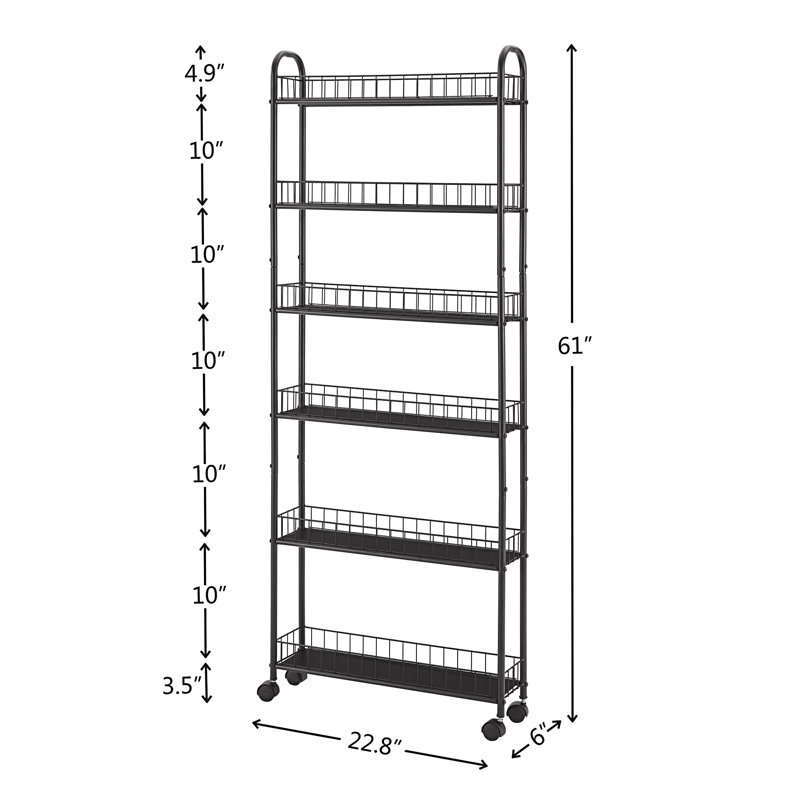 Namiko Bathroom Laundry Narrow Piaces Utility cart,Slim Slide Out Storage Tower Rack with Wheels,Kitchen Cart Rack