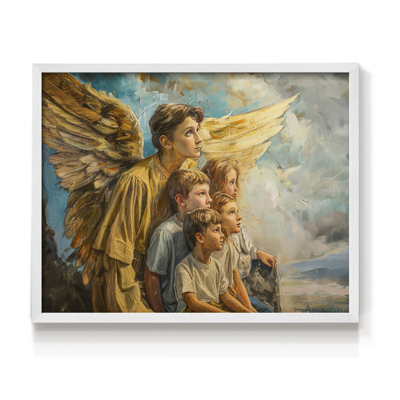 Angels From Above-CV - Reproduction encadrée - Restickable, H 11 po x l 14 po, Blanc