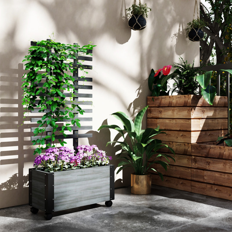 Lit de jardin surélevé avec treillis Outsunny