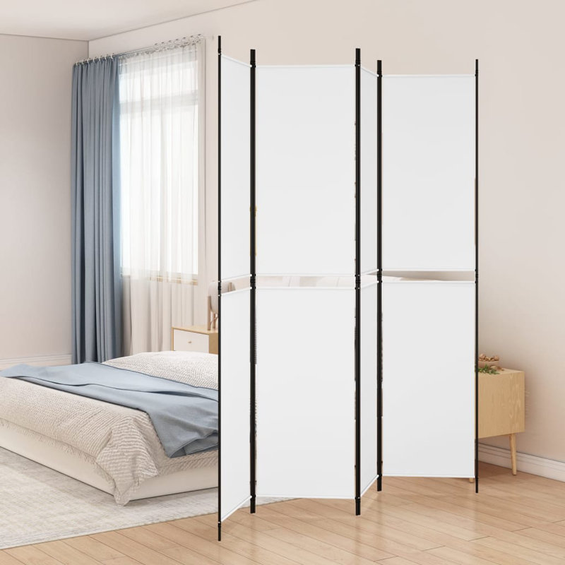 Folding Room Divider, White, 4, 86.6" H x 78.7 W
