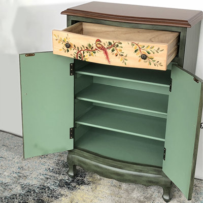 Green + Beige Solid wood Shoe Storage