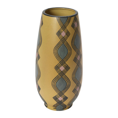 Bloomingville Hand Painted Stoneware Vase with Pattern Lavender and Sand