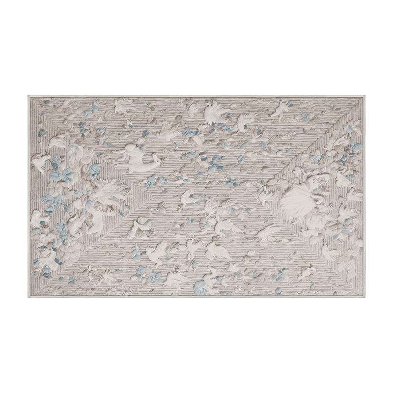 Machine Washable Beige Area Rug, Round 3'