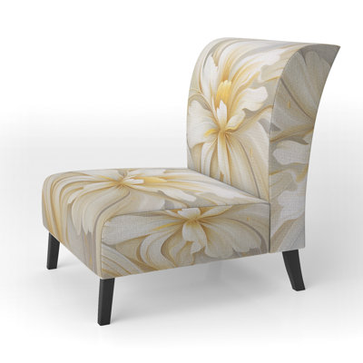 Dreamy White Digital Spring Flowers - Fauteuil de chambre rembourré à motif moderne, fauteuil d'appoint blanc