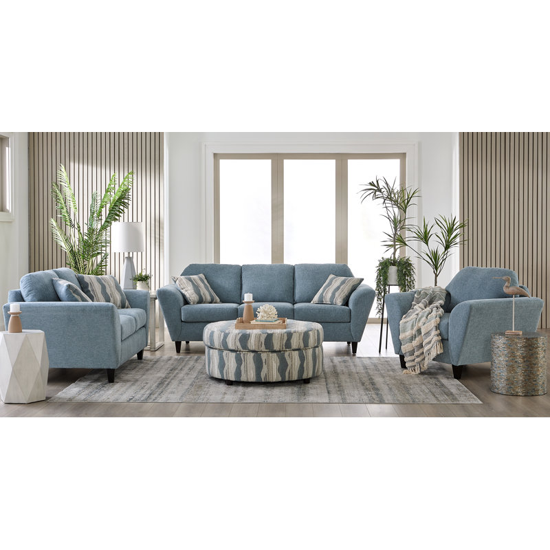  Repose-pieds rond 23600, Tasso Soulitude, Beige/bleu