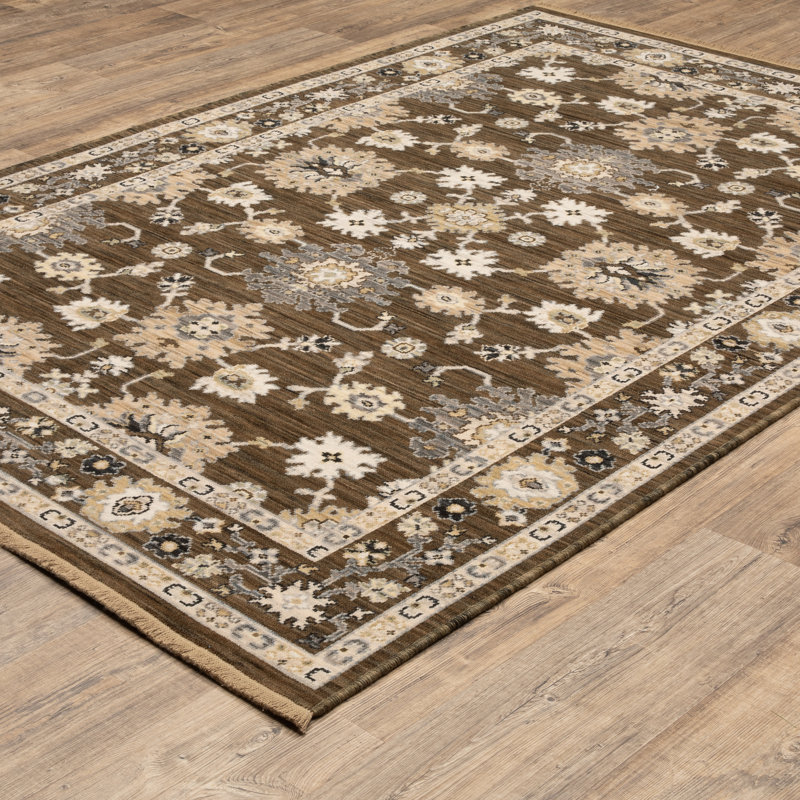 Tapis brun / brun clair en laine Kuester, Rectangle 3'3" x 5'