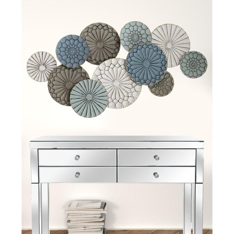 Décoration murale boho bleu vert ivoire