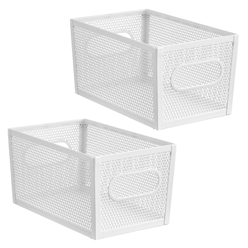Bac de rangement en métal perforé avec poignées pour la cuisine et le garde-manger - Bacs de rangement pour fruits, légumes et collations