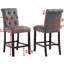 Tabouret de 2 comptoirs en bois massif gris. Sièges et dossiers rembourrés et à boutons. Pieds en bois avec finition. Chaises à haut dossier avec courbe élégante. L 23 po x P 19 po H 39,19 po. Largeur du siège 19 po, 25 po, profondeur 16,5 po. Certains-124438286
