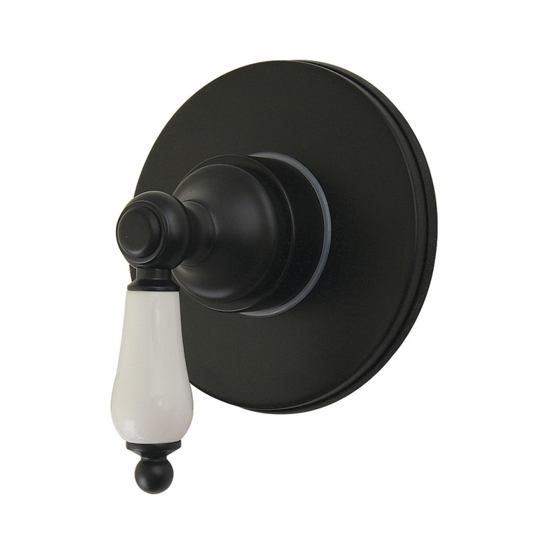 Kingston Brass Restoration Single-Handle Wall Mount Six-Way Diverter Valve with Trim Kit, Matte Black