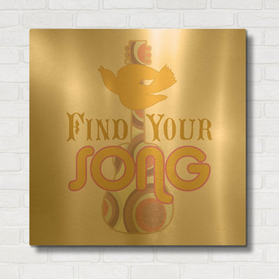 'Find Your Song' By Evelia Designs Gold Metal Wall Art, 36" x 36"