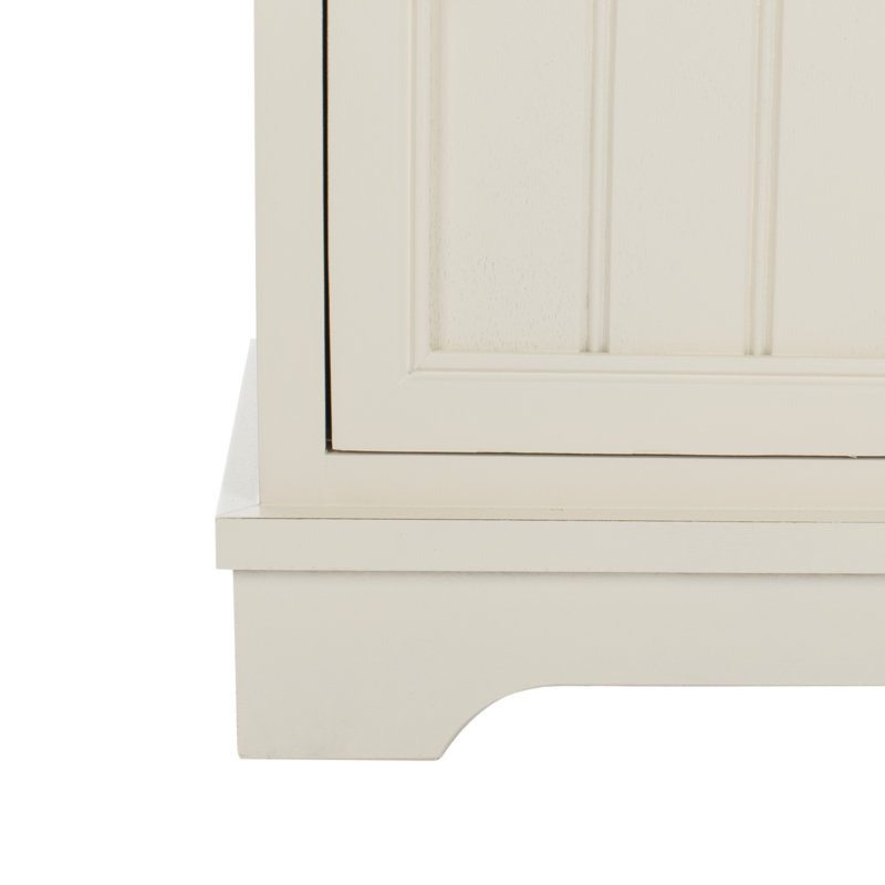 Rustic Painswick Farmhouse Accent Cabinet –Modern Pine Wood with Wicker Baskets & Functional Storage, Vintage White