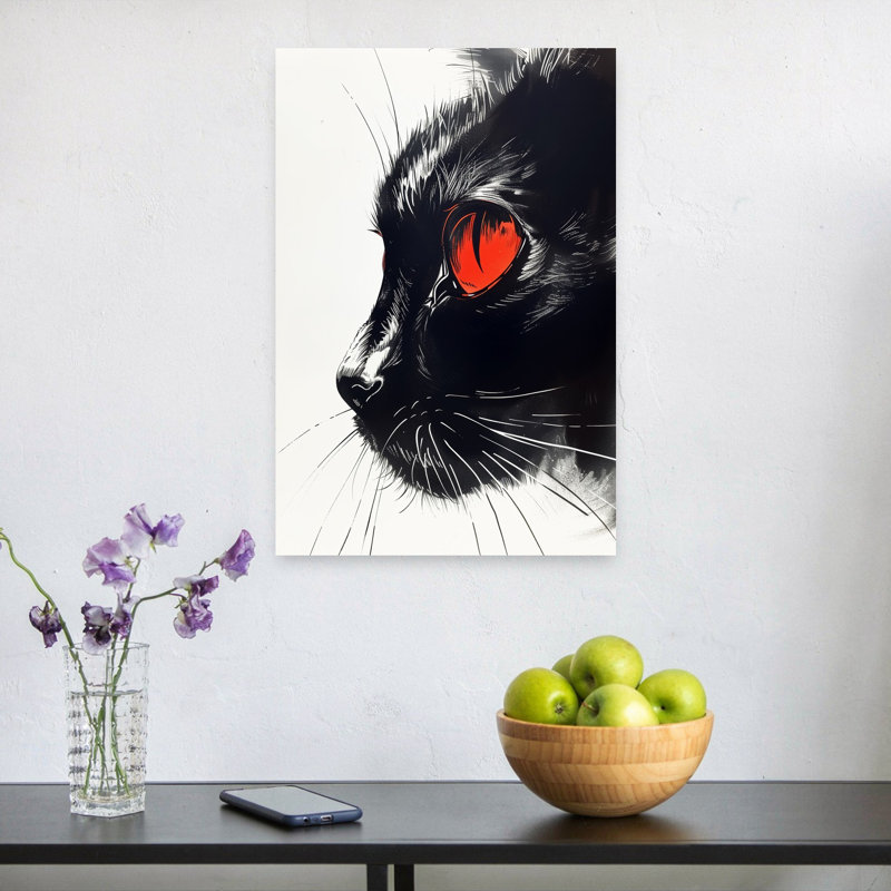 Art mural chat noir intense, H 24 po x l 16 po