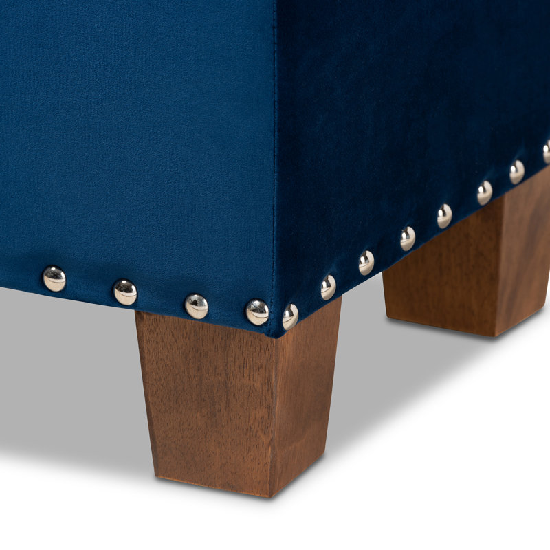 Banc de rangement avec repose-pieds Llewellyn, Bleu marine