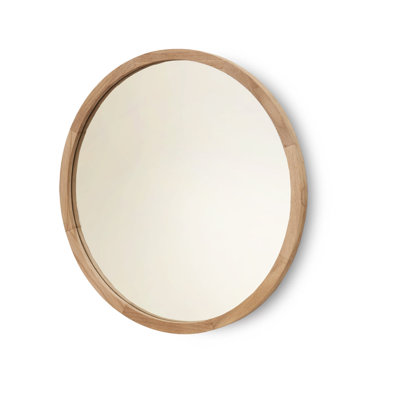 Luvine Solid Wood Round Mirror
