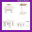 Ensemble de 2 tables basses: table basse en bois aggloméré 35,2 "en forme de pétale avec pieds à colonne romaine et table de bout en verre 17,2"