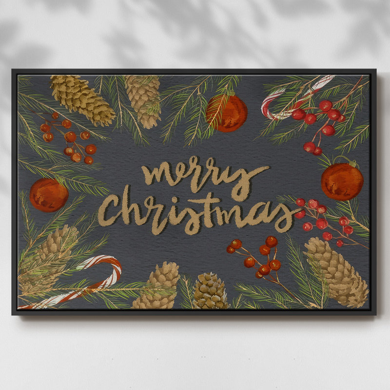 «Holiday Sentiment», toile tendue avec châssis en I, Cadre flottant noir, H 27 po x l 41 po x P 1,5 po