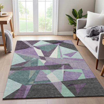 Premium Machine Washable Harjo AMF1609 Geometric Rug