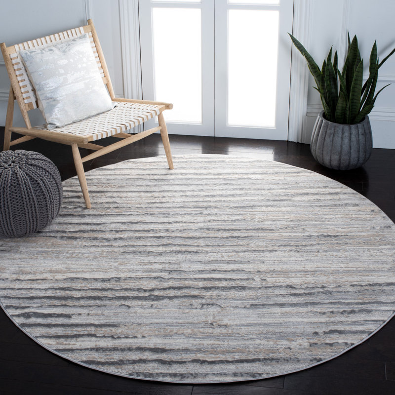 Lagoon Performance Striped Rug, Round 6'7"