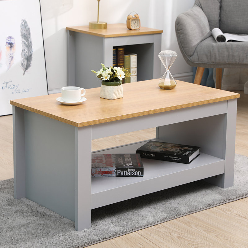 Gratian Sled Coffee Table with Storage, Grey
