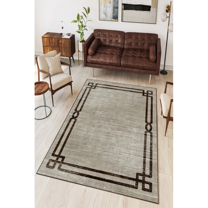 Eco-Friendly Area Rug, Grey, 5.9 x 9.2 Feet | 100% Polyester, 650 g/m², 0.2 in Pile Height | Antibacterial, Non-Slip PVC Dot Underside, Machine Washable, Perfect for Living Room & Bedroom Décor