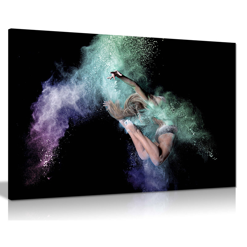 Colourful Powder Dust Dancing Gymnast Athelete Artistic - Wrapped Canvas Art Prints, 61cm H x 41cm W