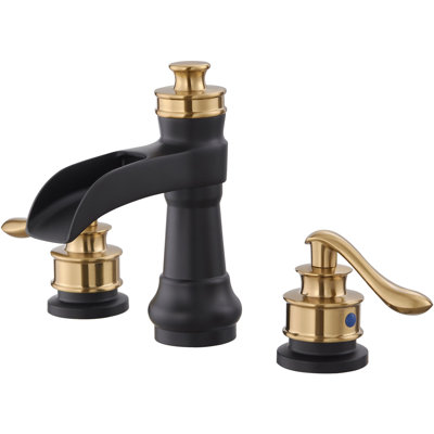 3-Hole 2-Handle Waterfall Widespread Bathroom Faucet with Drain Assembly