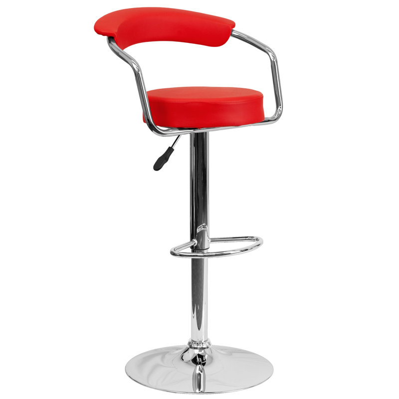 Contemporary Swivel Upholstered Faux Leather Adjustable Height Counter Stool with Steel Frame, 19.5"W x 19.5" D x 42.25"H, 1