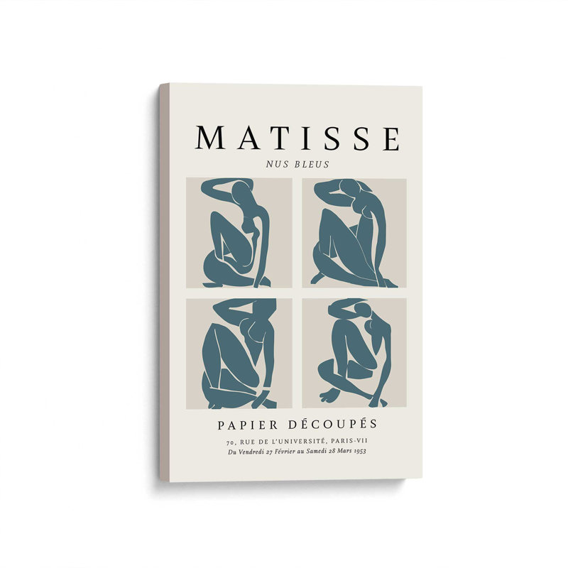 Nus Bleus Matisse, affiche d'art v2, Toile tendue, H 18 po x l 12 po x P 1,25 po