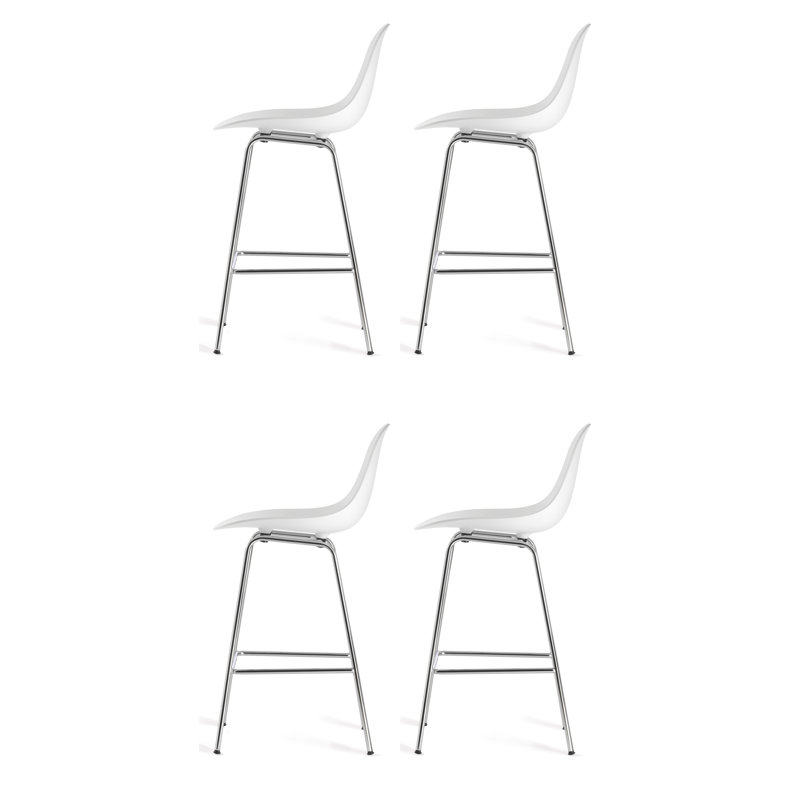 Tabouret de comptoir TA - Noir - Base noire, Blanc, Chrome chrome, Tabouret de comptoir (siège d'une hauteur de 25,6