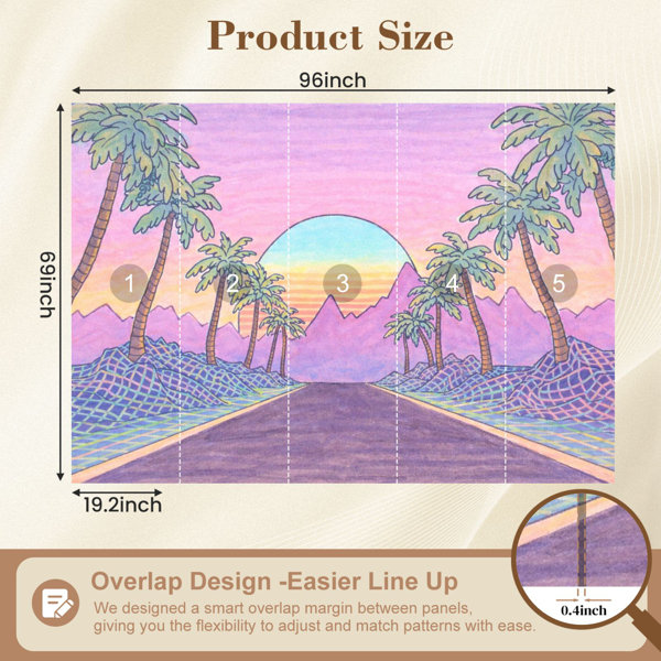 Red Barrel Studio Pastel Peel and Stick Wallpaper Scene wave retrowave ...
