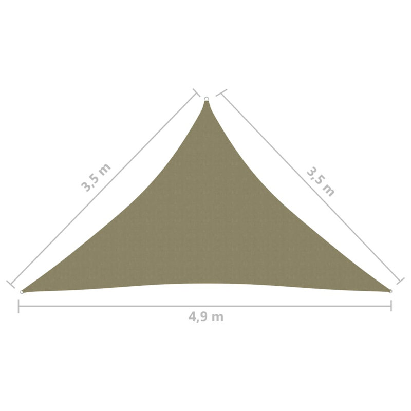 Philmont 2.5m x 3.5m Triangular Shade Sail, Beige, 490cm x 350cm x 350cm
