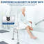 Tub Transfer Bench & Shower Chair – Non-Slip Aluminum Body with Backrest & Padded Armrest, Adjustable Seat Height, 300 lb Capacity – Bath & Shower Safety, Transfer Bench