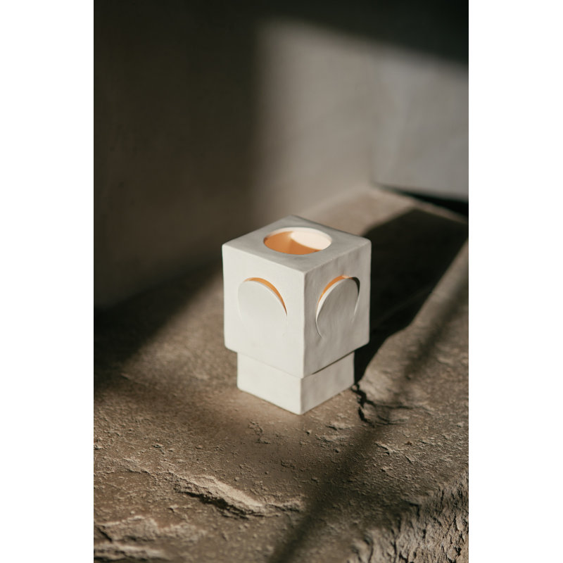 Lampe de table Alexes Eclipse en grès blanc, Blanc