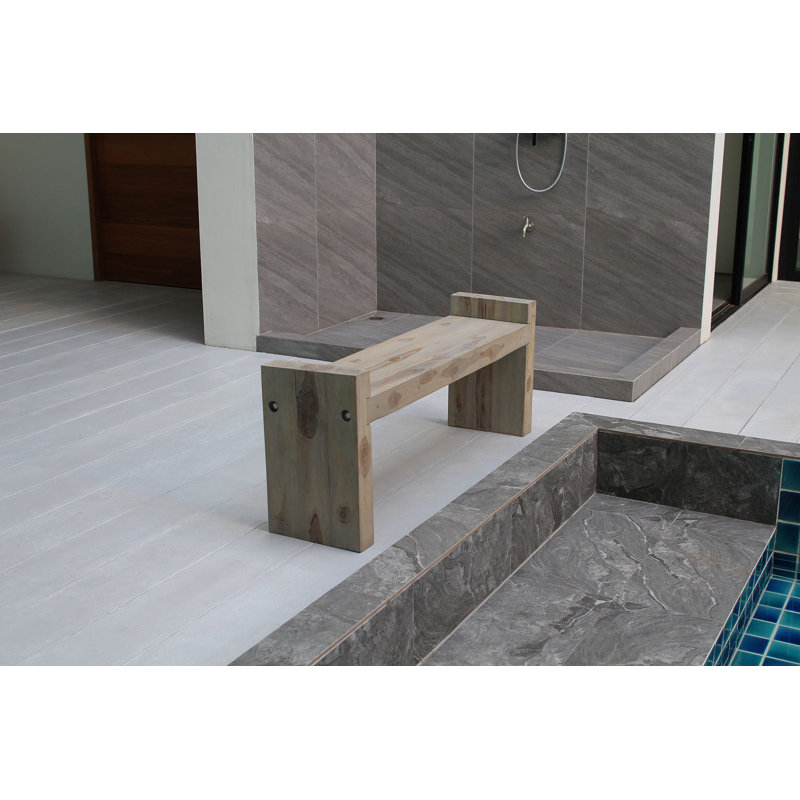 Banc en bois massif Harragan, H 19 po x l 48 po x P 12 po, Gris foncé