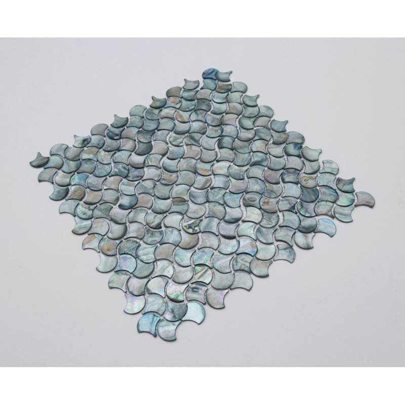 Mother Of Pearl 1" X 1" Seashell Fish Scale Alt Mosaic Sheet, Bahamas