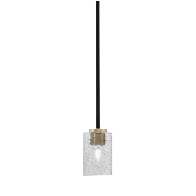 Mini-luminaire suspendu 1 lumière Amarmula, noir mat et laiton vieilli, verre tourbillon onyx de 4 po, Noir / blanc