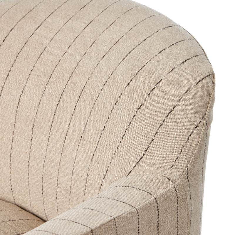 Lowell Slipcover Swivel Chair, Cream Striped Linen