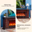 78.74"Brown Solid Wood Simulated Flame TV Cabinet Heating Electric Fireplace-1794607206