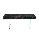 43.3"X23.6" Black Marble-Patterned MDF Coffee Table With Tempered Glass Legs.Suitable For Living Room.It Can Be Used Not Only As A Coffee Table But Also As A Side Table Or Display Stand.