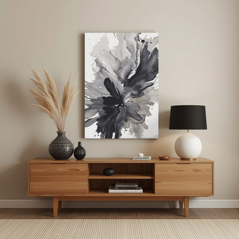 Aquarelle abstraite 47, art mural gris en métal, H 14 po x l 11 po
