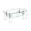 Table basse en verre trempé, table basse moderne en verre pour le salon, table basse avec rangement à 2 niveaux avec pieds