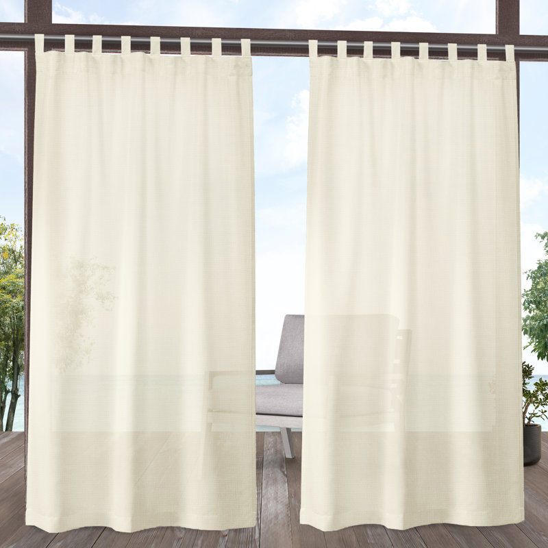 Paire de rideaux semi-transparents avec œillets Alvina, Ivoire, l 54 po x L 96 po