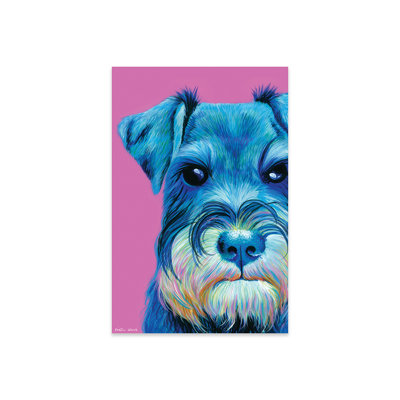 Schnauzer sur imprimé rose sur verre acrylique