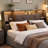 Bookcase Headboard with Charging Station & LED Lights, Upholstered Storage Headboard with Open Shelves-923117129-923117124